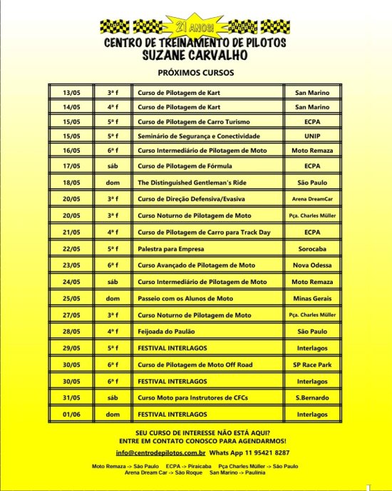 CALENDRIO CURSOS em AGOSTO 2023